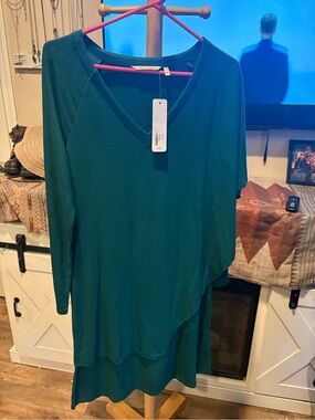 Soft Surroundings Deep Teal V-Neck Sweater Top
